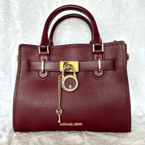 Michael Kors Dark Red Satchel with Gold Accents